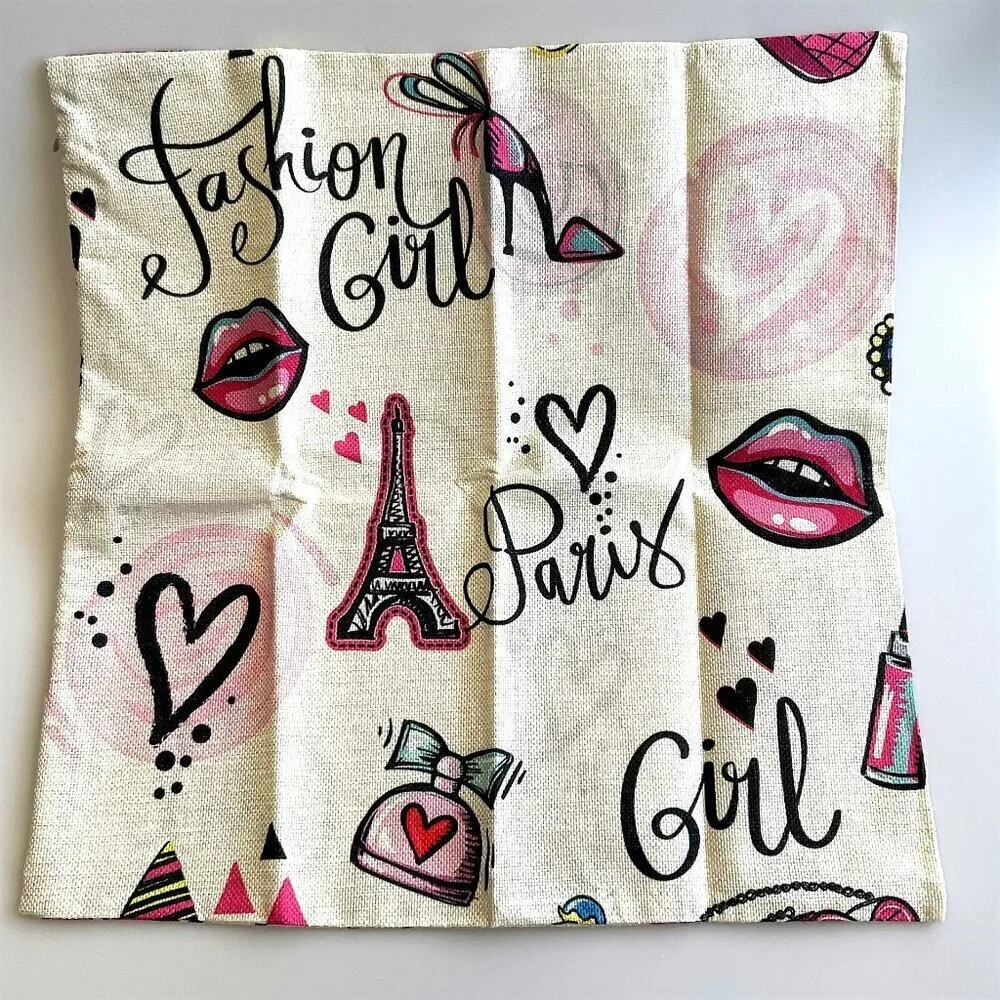 PARIS FASHION GIRL PILLOW CASE